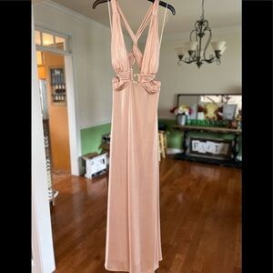 Nightway Shimmer rose gold formal full length dress
